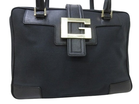 GUCCI グッチ ハンドバッグ Gロゴ 001-5155 ブラック キャンバス×レザー レディース ゴールド金具 美品【本物保証】_3