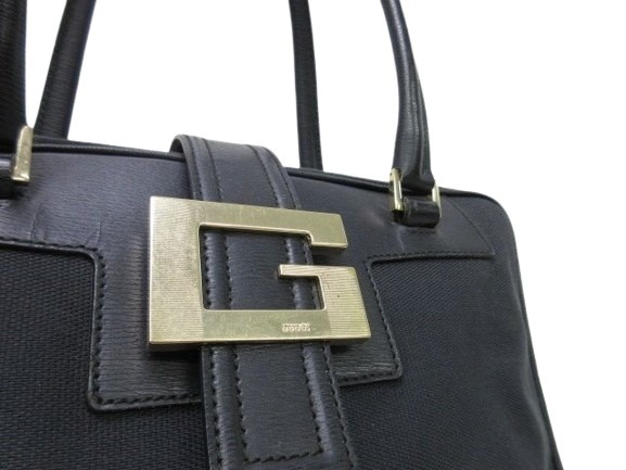 GUCCI グッチ ハンドバッグ Gロゴ 001-5155 ブラック キャンバス×レザー レディース ゴールド金具 美品【本物保証】_4