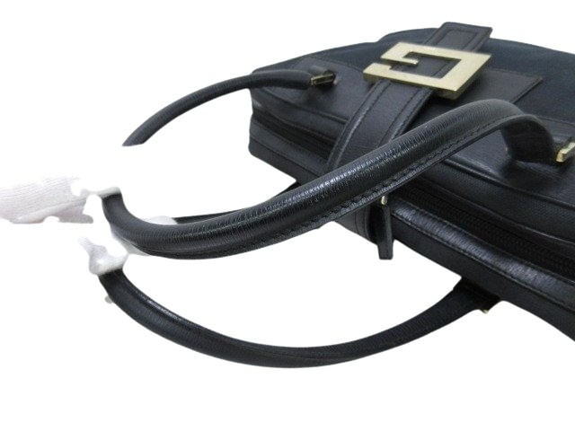 GUCCI グッチ ハンドバッグ Gロゴ 001-5155 ブラック キャンバス×レザー レディース ゴールド金具 美品【本物保証】_7