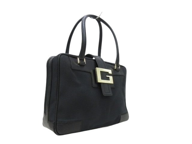 GUCCI グッチ ハンドバッグ Gロゴ 001-5155 ブラック キャンバス×レザー レディース ゴールド金具 美品【本物保証】_8