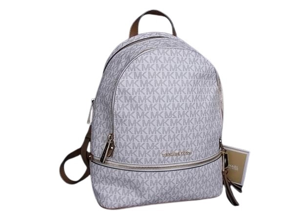 MICHAEL KORS マイケルコース リュック MK柄 アイボリー系 PVC レザー レディース ゴールド金具 超美品【本物保証】