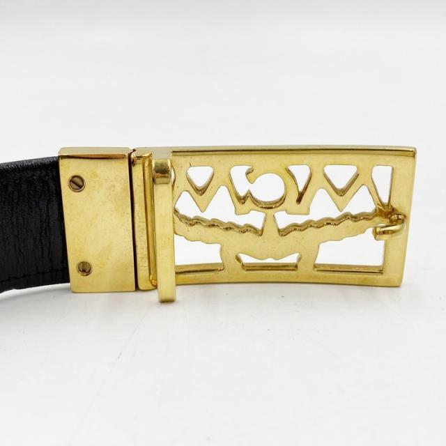 MCM エムシーエム ベルト ブラック キャンバス レザー メンズ ゴールド