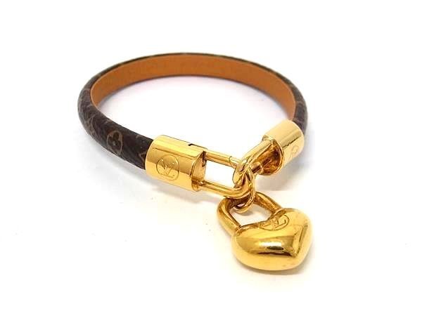 LOUIS VUITTON ルイヴィトン ブレスレット ブラスレ クレイジーインロック M6451 ブラウン ゴールド系 モノグラム レディース ハート 美品【本物保証】