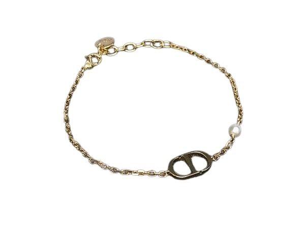 Christian Dior クリスチャンディオール ブレスレット CDロゴ パール ブレスレット ゴールド系 メタル レディース 超美品【本物保証】