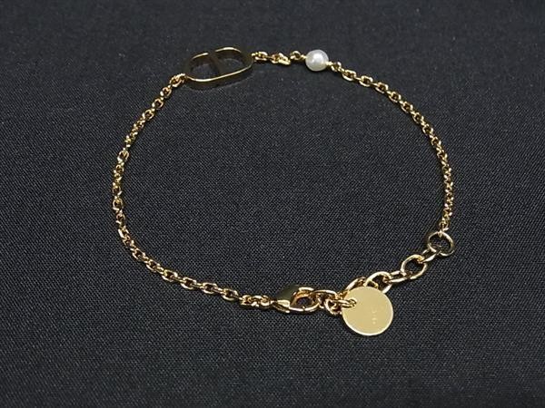 Christian Dior クリスチャンディオール ブレスレット CDロゴ パール ブレスレット ゴールド系 メタル レディース 超美品【本物保証】_1
