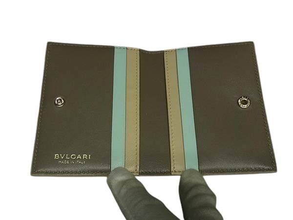 BVLGARI ブルガリ カードケース セルペンティ 293693 ベージュ レザー レディース 美品【本物保証】_3