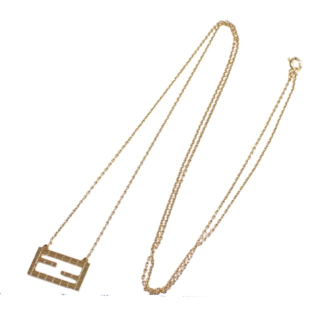 FENDI フェンディ ネックレス エフ イズ 8AH591 ゴールド メタル レディース 美品【本物保証】