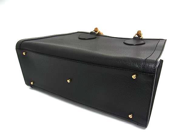 GUCCI グッチ ハンドバッグ バンブー トートバッグ 002 1186 0260 ブラック レザー レディース オールドグッチ【本物保証】_4