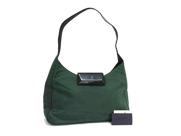PRADA プラダ ショルダーバッグ B8422 グリーン ブラック テスートナイロン レディース【本物保証】