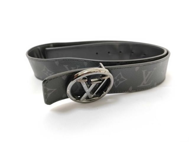 LOUIS VUITTON ルイヴィトン ベルト サンチュール LVサークル M0168V ブラック モノグラム エクリプス×レザー メンズ リバーシブル シルバー金具【本物保証】 LOUIS VUITTON ルイヴィトン ベルト サンチュール LVサークル M0168V