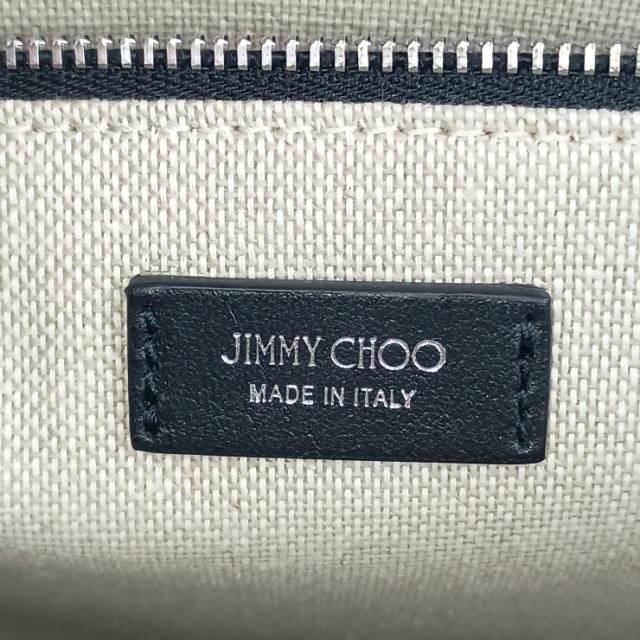 美品 JIMMY CHOO ジミーチュウ トートバッグ N/S トート M - ナチュラル ブラック キャンバス レザー レディース ショルダーバッグ【本物保証】_9
