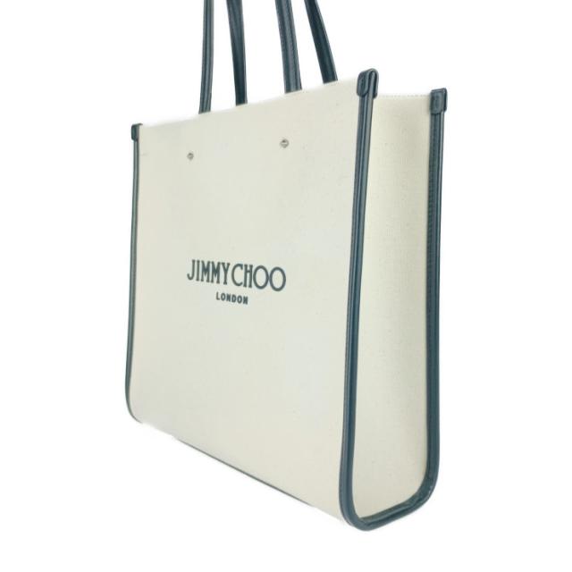 美品 JIMMY CHOO ジミーチュウ トートバッグ N/S トート M - ナチュラル ブラック キャンバス レザー レディース ショルダーバッグ【本物保証】_1