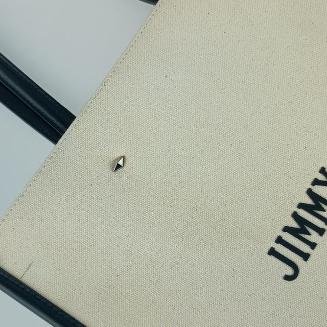 美品 JIMMY CHOO ジミーチュウ トートバッグ N/S トート M - ナチュラル ブラック キャンバス レザー レディース ショルダーバッグ【本物保証】_4