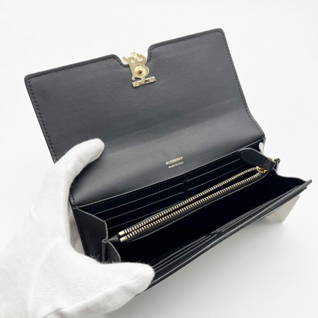 BURBERRY バーバリー 財布 TBコンチネンタルウォレット 8049212 ブラック レザー ユニセックス 二つ折り 長財布 美品【本物保証】_9