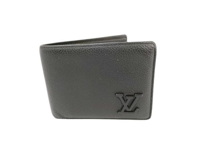 LOUIS VUITTON ルイヴィトン 二つ折り財布 ポルトフォイユ ミュルティプル M69829 ブラック アエログラム・レザー メンズ 札入れ【本物保証】