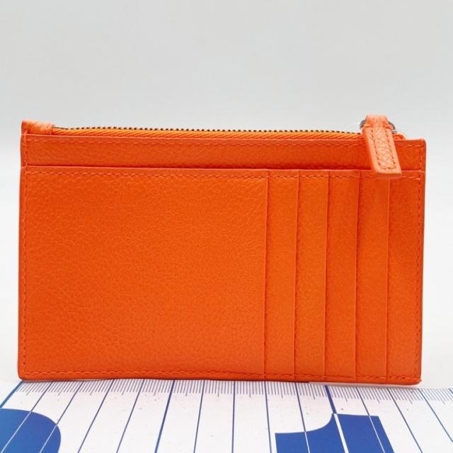 BALENCIAGA バレンシアガ コインケース フラグメントケース 640535 オレンジ系 レザー ユニセックス カードケース 美品【本物保証】_1