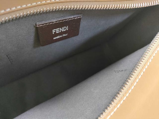 FENDI フェンディ クラッチバッグ ズッカ 7N0145 ブラウン PVC レザー メンズ シルバー金具 美品【本物保証】_9