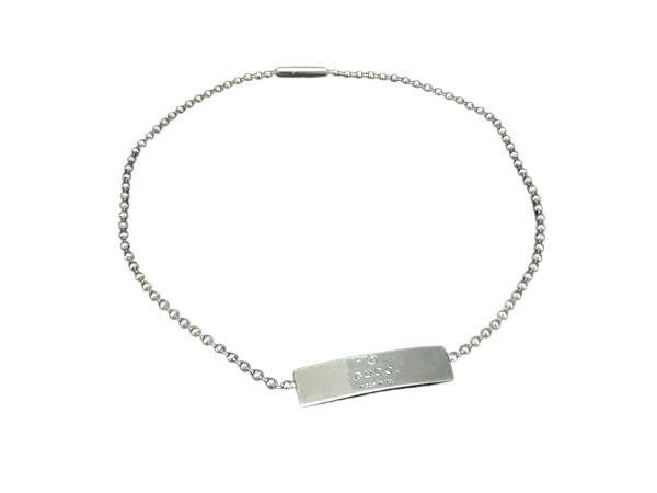 GUCCI グッチ ブレスレット ロゴ プレート ボールチェーン シルバー系 SV925 レディース 二重 美品【本物保証】