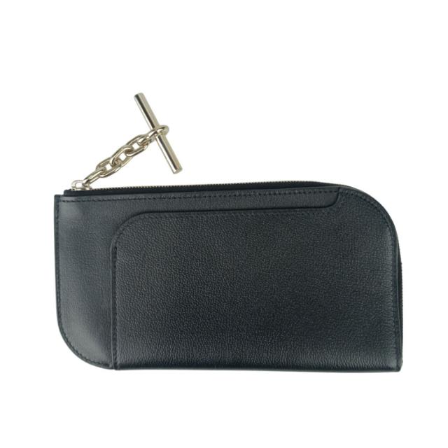 HERMES エルメス ケース・スマホカバー STRAP GM 082371CK BLACK ブラック アレグレット ユニセックス L字ファスナー シルバー金具 美品【本物保証】