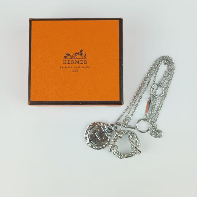 美品 HERMES エルメス ネックレス コルタージュ ロープ - シルバー メタル ユニセックス ペンダント 碇 コルダージュ【本物保証】_8