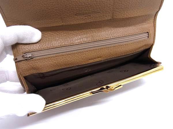 Christian Dior クリスチャンディオール 財布 ハニカム柄 長財布 - ベージュ系 ブラウン系 PVC レザー レディース がま口 ゴールド金具 美品【本物保証】 Christian Dior クリスチャンディオール 財布 ハニカム柄 長財布