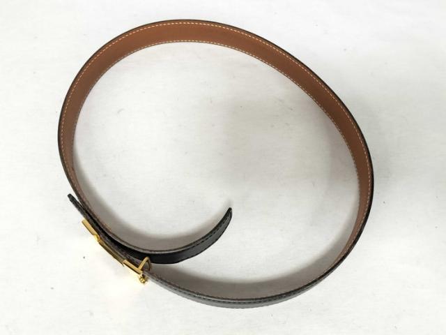HERMES エルメス ベルト ミニ コンスタンス Hベルト ブラック ゴールド系 レザー レディース H金具 ゴールド金具 美品【本物保証】_2