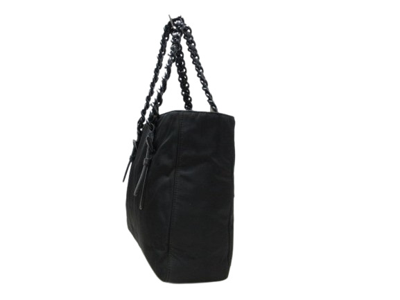 美品 PRADA プラダ ハンドバッグ テスート - ブラック ナイロン×レザー レディース プラチェーン 三角ロゴプレート トライアングルロゴ シルバー金具 白タグ【本物保証】_2