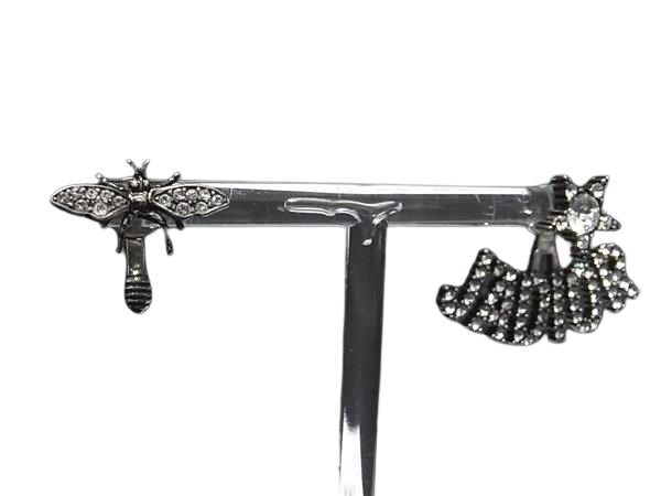 ChristianDior ディオール ピアス ジャディオール ブラック系 メタル レディース ラインストーン 蜂 ビー スター 美品【本物保証】