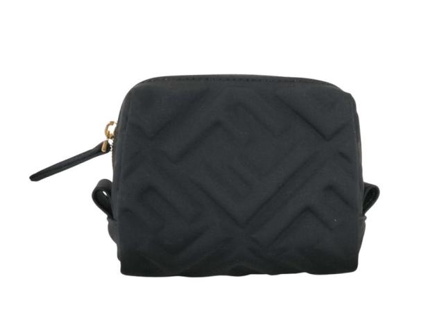 FENDI フェンディ ポーチ メイクアップポーチ 8N0179 ブラック系 キャンバス レディース FFエンボス ゴールド金具 美品【本物保証】 19,596円