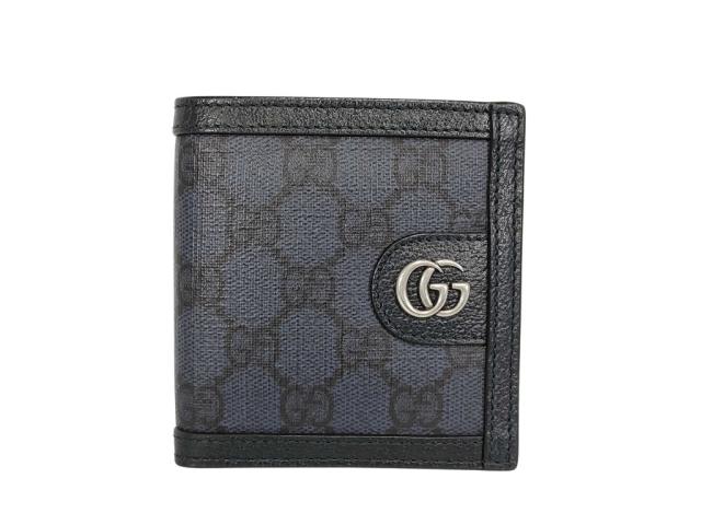 GUCCI グッチ 財布 GGスプリーム 732016 ブラック PVC レザー メンズ シルバー金具 超美品【本物保証】