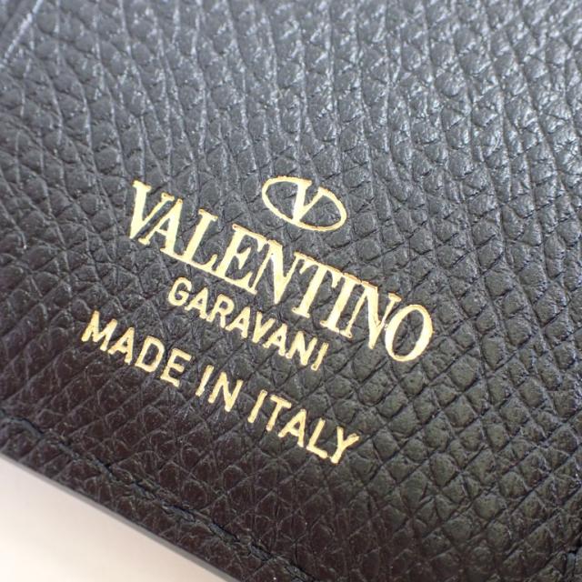 VALENTINO GARAVANI ヴァレンティノ ガラヴァーニ 財布 Vロゴ ブラック レザー ユニセックス 三つ折り財布 ゴール
