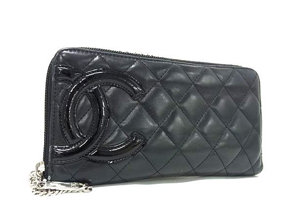 CHANEL シャネル 財布 カンボンライン A50078 ブラック レザー CHANEL シャネル 財布 カンボンライン A50078 ブラック レザー