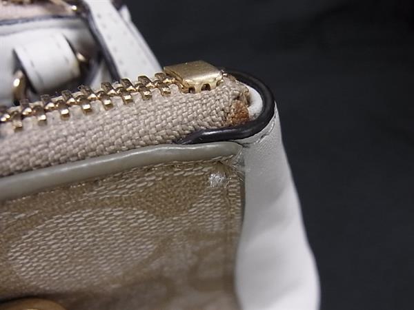 美品 COACH コーチ トートバッグ スモールクリスティーキャリオール F58291 ベージュ系×アイボリー系 PVC×レザー レディース シグネチャー クロスボディ 2WAY【本物保証】 美品 COACH コーチ トートバッグ スモールクリスティーキャリオール