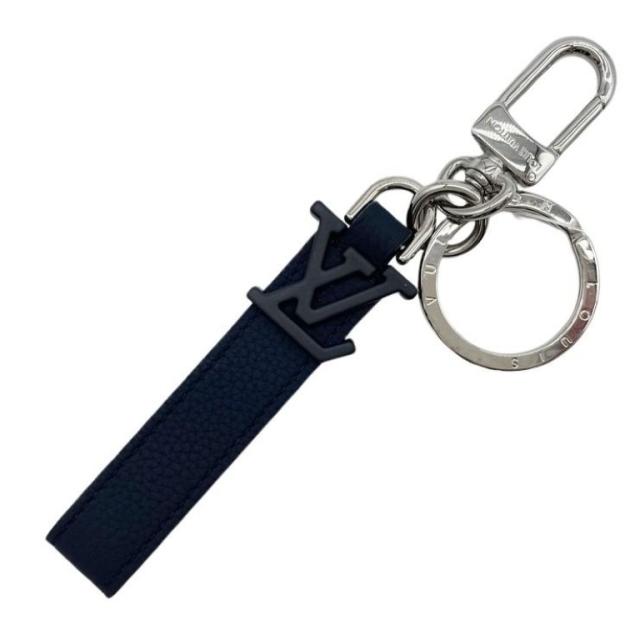 LOUIS VUITTON ルイヴィトン キーホルダー ポルトクレドラゴンヌ アエログラム M02066 ネイビー系 レザー メンズ キーリング シルバー金具 美品【本物保証】