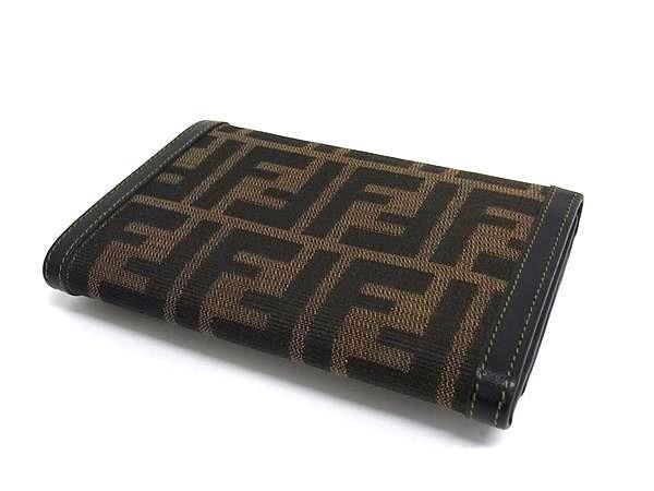 FENDI フェンディ 財布 ズッカ 2556 01442 079 ブラウン キャンバス×レザー レディース 三つ折り 財布 美品【本物保証】 FENDI フェンディ 財布 ズッカ 2556 01442 079 ブラウン キャンバス
