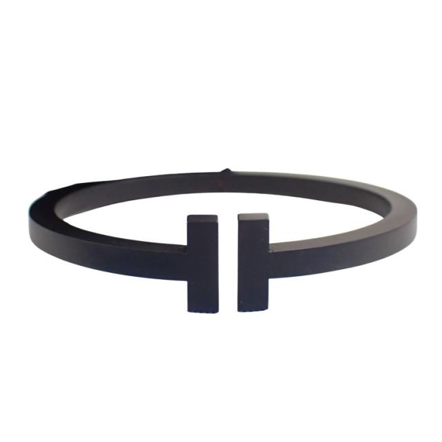 Tiffany&Co. ティファニー バングル Tスクエア ブラック ステンレス レディース 美品【本物保証】