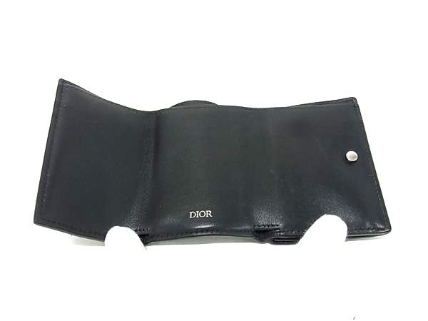 ChristianDior クリスチャンディオール 財布 - 2ESBC110CDI ブラック レザー ユニセックス 三つ折り Wホック シルバー金具【本物保証】 Christian Dior - ChristianDior クリスチャンディオール 財布