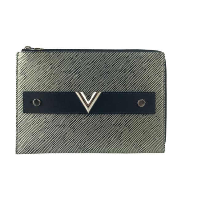 LOUIS VUITTON ルイヴィトン クラッチバッグ ポシェット・プラット M62092 エピ プラティーヌ系 エピ ユニセックス シルバー金具 美品【本物保証】