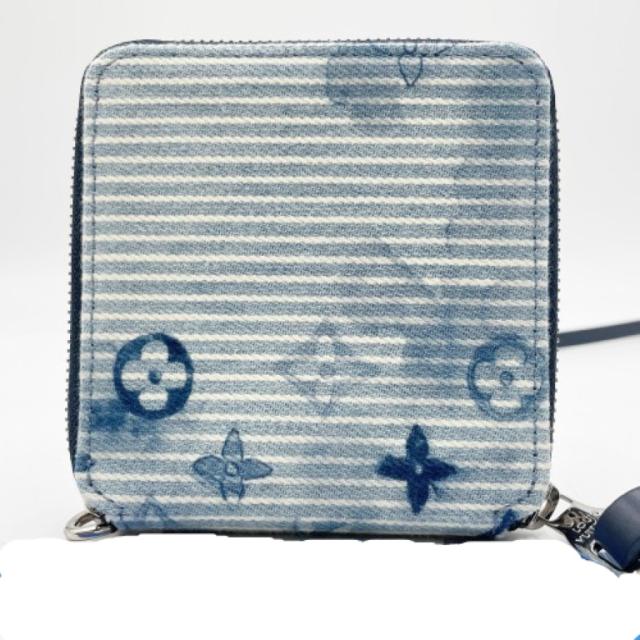 LOUIS VUITTON ルイヴィトン 財布 ジッピー･コンパクトウォレット M80461 ブルー系 モノグラムウォーターカラー メンズ ラウンドファスナー 二つ折り財布 シルバー金具 美品【本物保証】