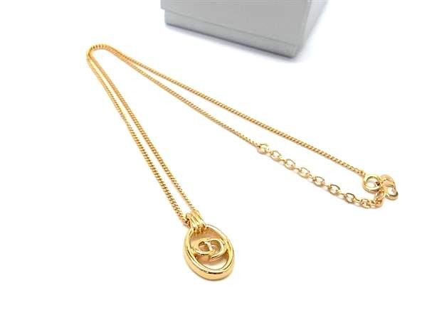 ChristianDior ディオール ネックレス オーバル ロゴ ゴールド系 メタル レディース ヴィンテージ 美品【本物保証】 22,600円