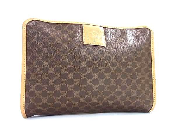 CELINE セリーヌ セカンドバッグ マカダム M12 ブラウン PVC レザー ユニセックス【本物保証】