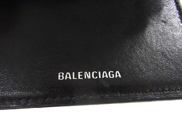 BALENCIAGA バレンシアガ 財布 アワーグラス 600212 ブラック クロコダイル型押しレザー ユニセックス Bロゴ 三つ折り 財布 美品【本物保証】_1