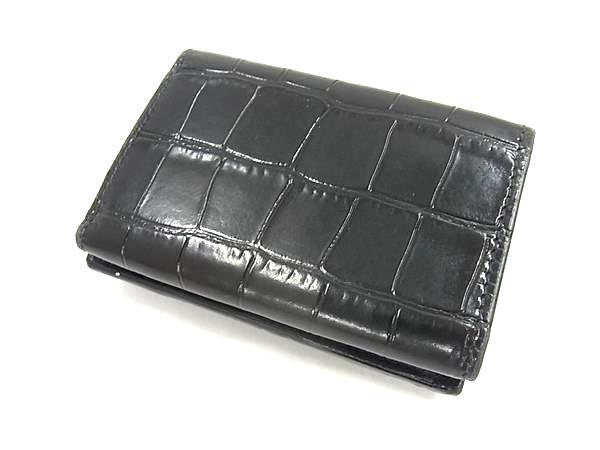 BALENCIAGA バレンシアガ 財布 アワーグラス 600212 ブラック クロコダイル型押しレザー ユニセックス Bロゴ 三つ折り 財布 美品【本物保証】_2