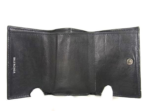 BALENCIAGA バレンシアガ 財布 アワーグラス 600212 ブラック クロコダイル型押しレザー ユニセックス Bロゴ 三つ折り 財布 美品【本物保証】_4