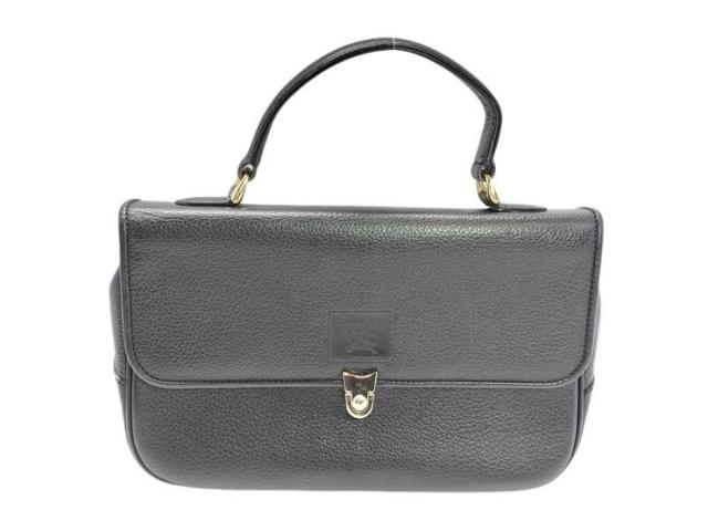 BURBERRY バーバリー ハンドバッグ ブラック レザー レディース ゴールド金具【本物保証】