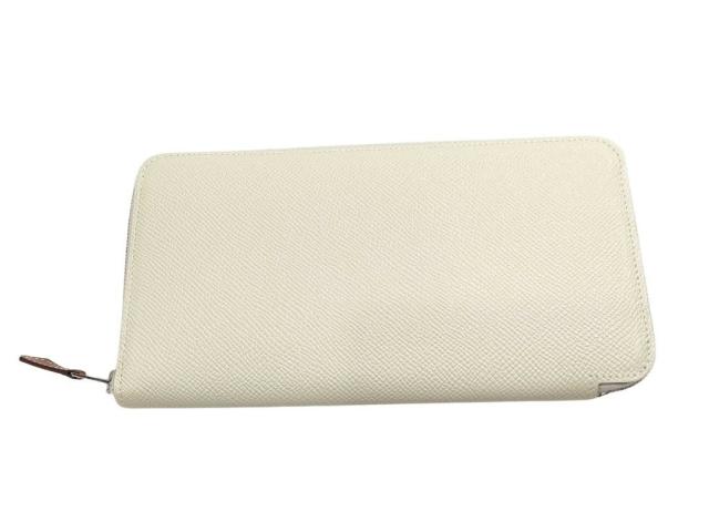 HERMES エルメス 財布 アザップ シルクイン ロング アイボリー系 ヴォーエプソン ユニセックス ラウンドファスナー 長財布 シルバー金具 新古未使用展示品【本物保証】