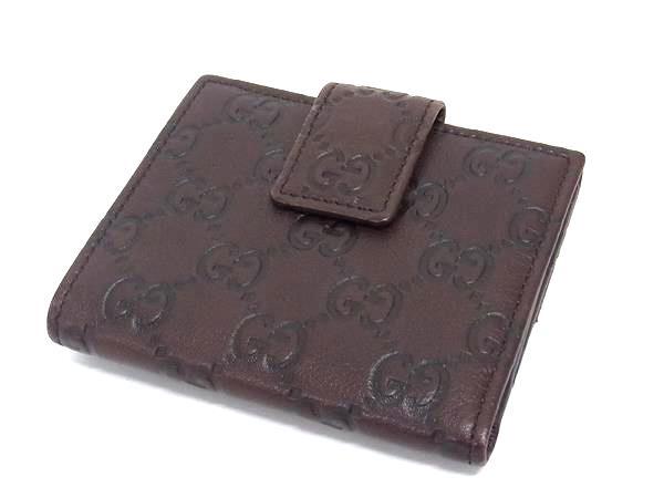 美品 GUCCI グッチ 二つ折り 財布 グッチシマ 112716 1147 ブラウン レザー レディース ゴールド金具【本物保証】_1