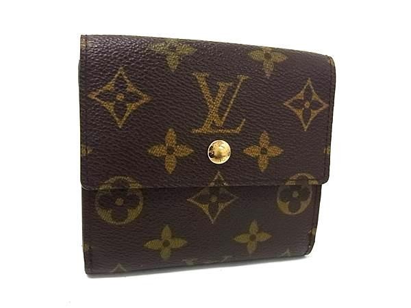 LOUIS VUITTON ヴィトン 財布 ポルトモネ ビエ カルトクレディ M61652 ブラウン モノグラム レディース Wホック 三つ折り 財布 美品【本物保証】