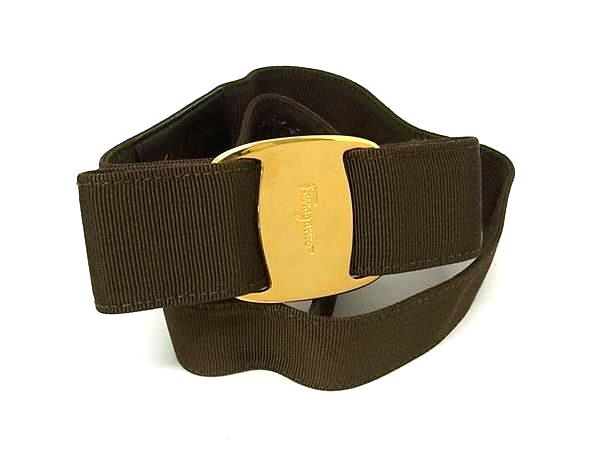 Salvatore Ferragamo フェラガモ ベルト ヴァラ カーキ キャンバス レディース【本物保証】