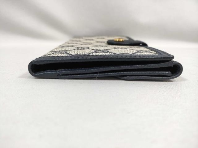 GUCCI グッチ 長財布 GGスプリーム インターロッキングＧ 035 381 0294 ベージュ ネイビー PVC レザー レディース オールドグッチ Wホック 二つ折り財布 美品【本物保証】_6
